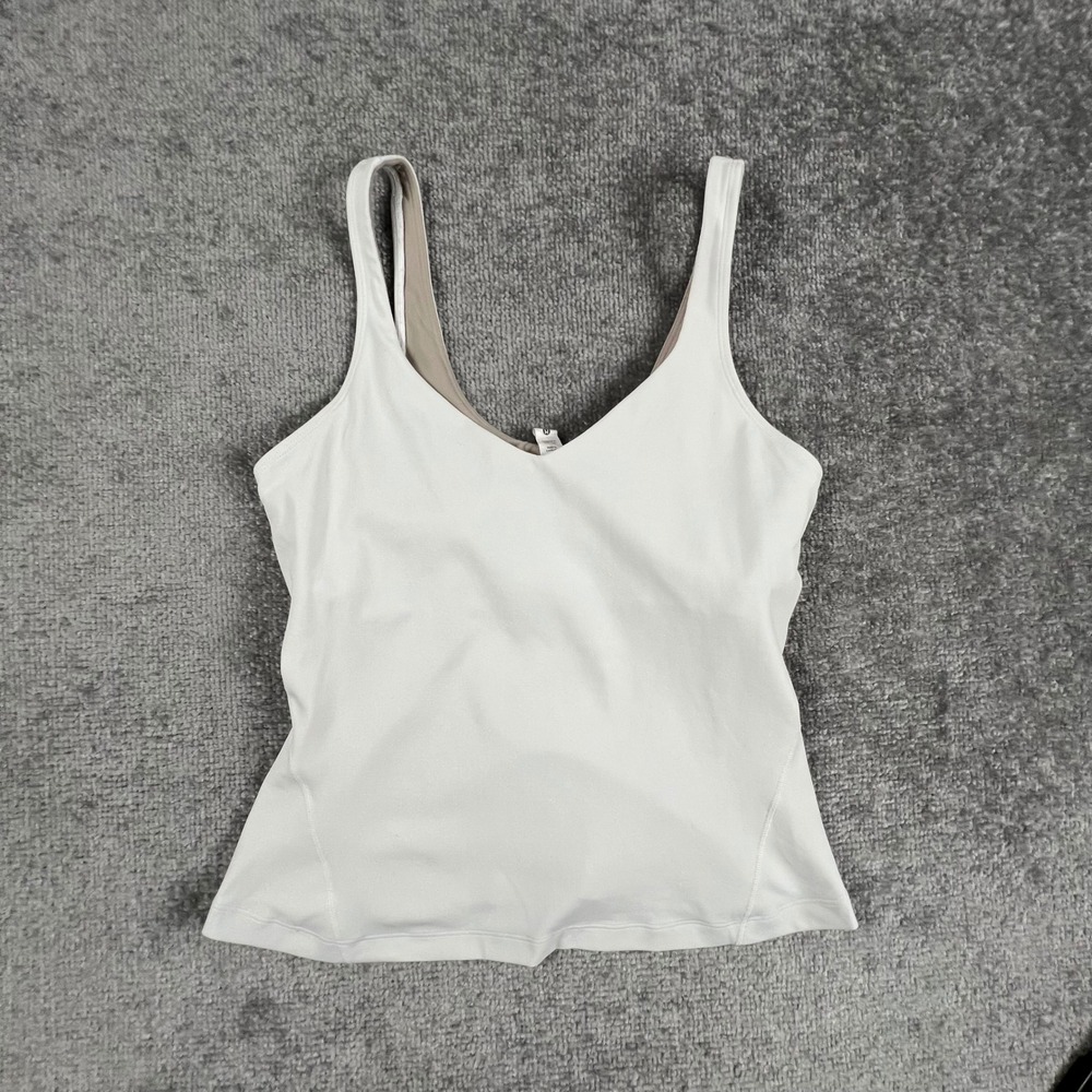 Lululemon Align Tank Top White Nulu Built-in Bra Size 8 LW1DKAS
